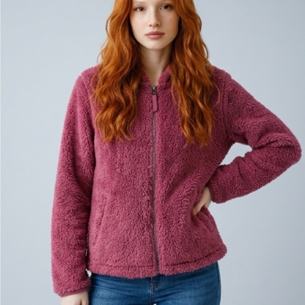 SO Cozy Softest Sherpa Zip Jacket in Dusty Rose S